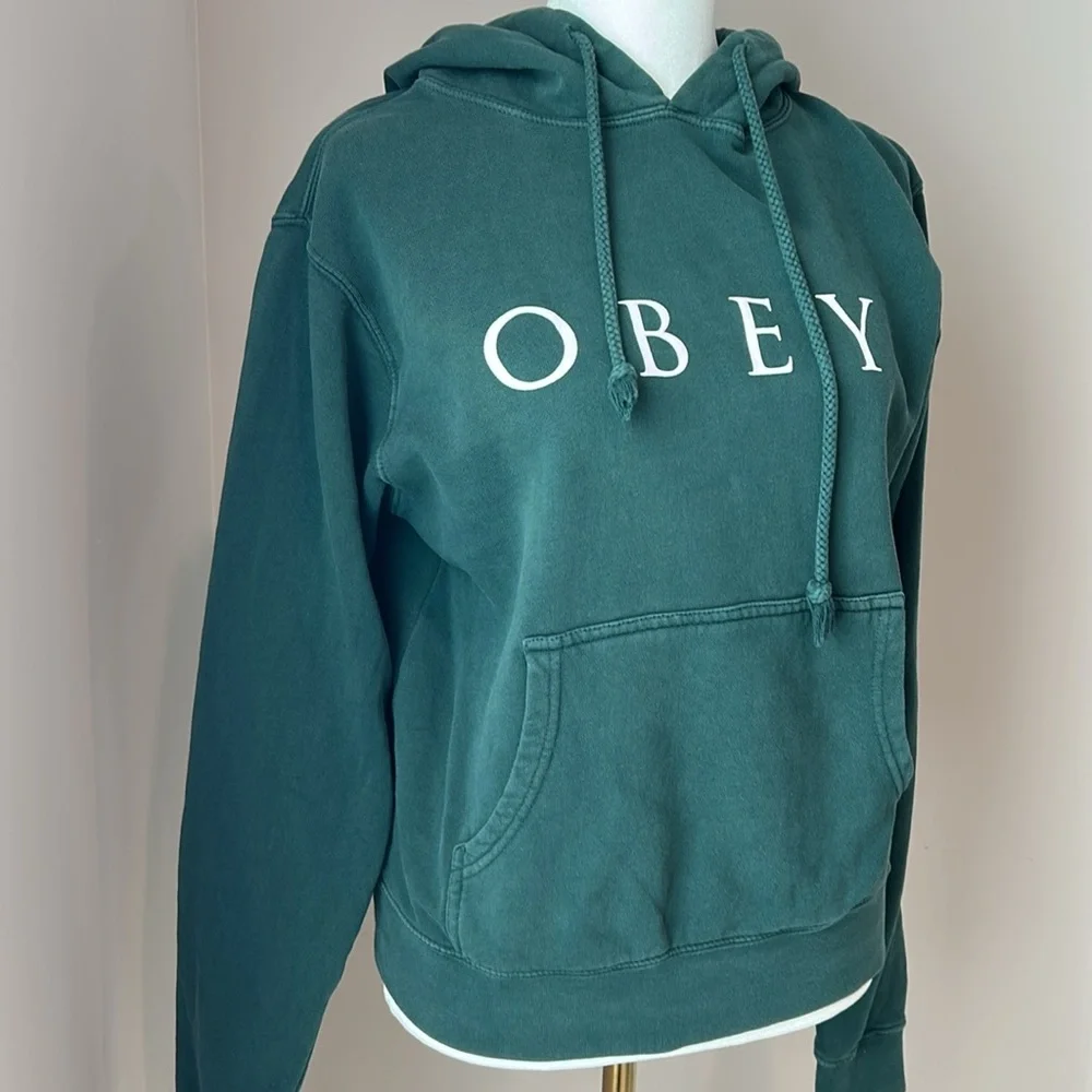 Obey Women's Green Hoodie Sweater Sweatshirt Size Small - Picture 2 of 8
